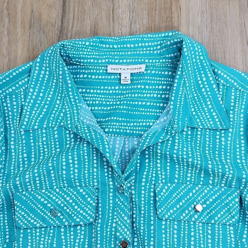 Notations Turquoise Buttoned Adjustable Roll Tab … - image 3